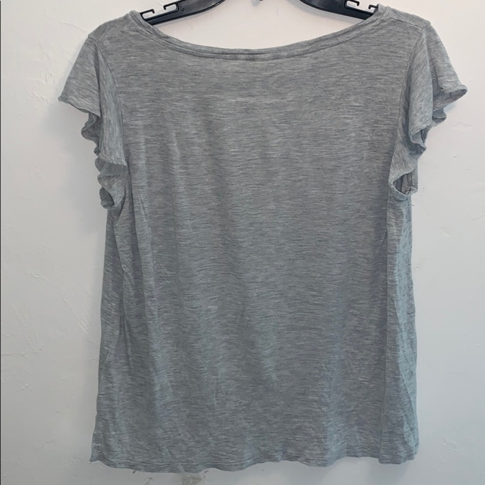 H&M Gray Ruffle Sleeve Tee - Picture 3 of 5